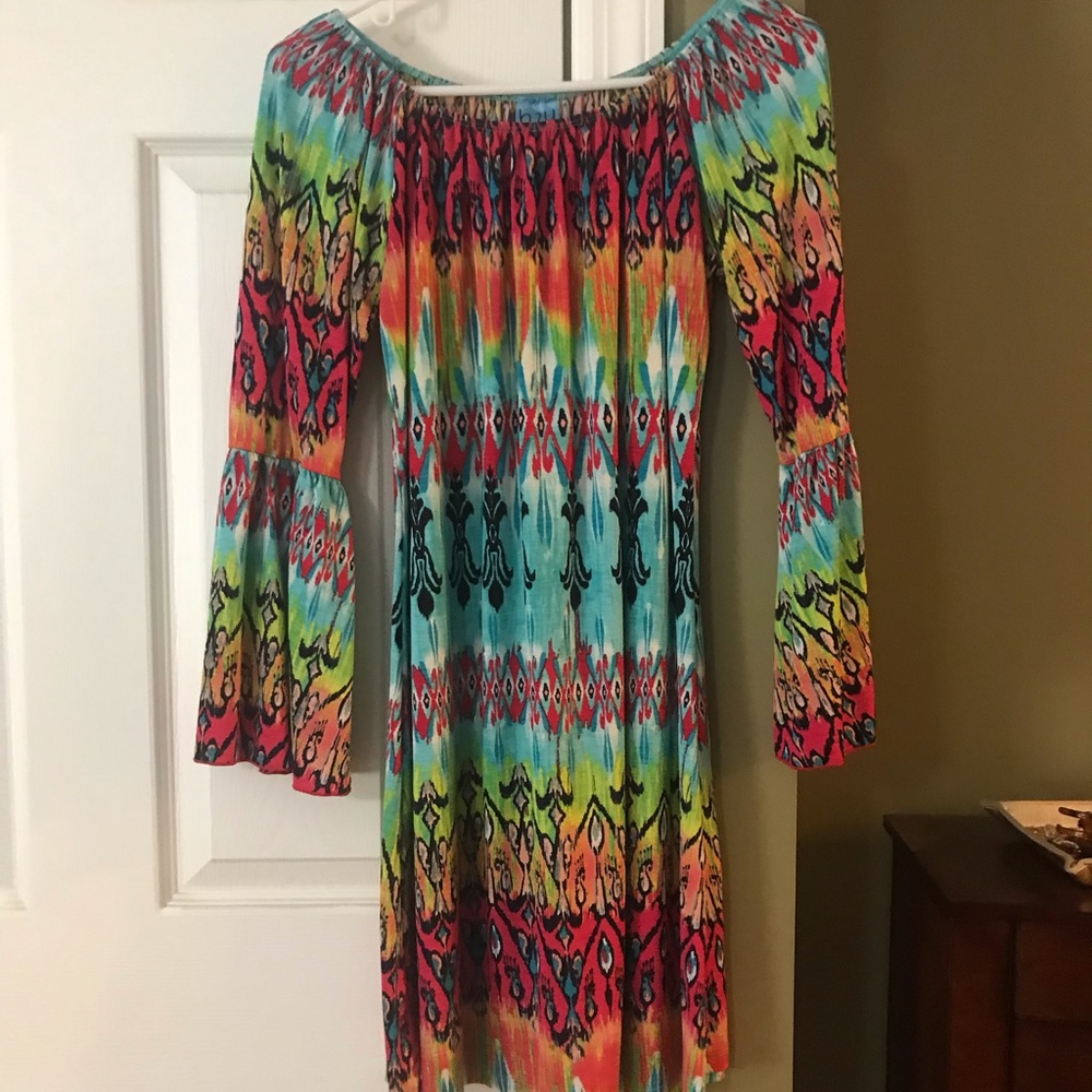 Boutique swing dress with bell sleeves